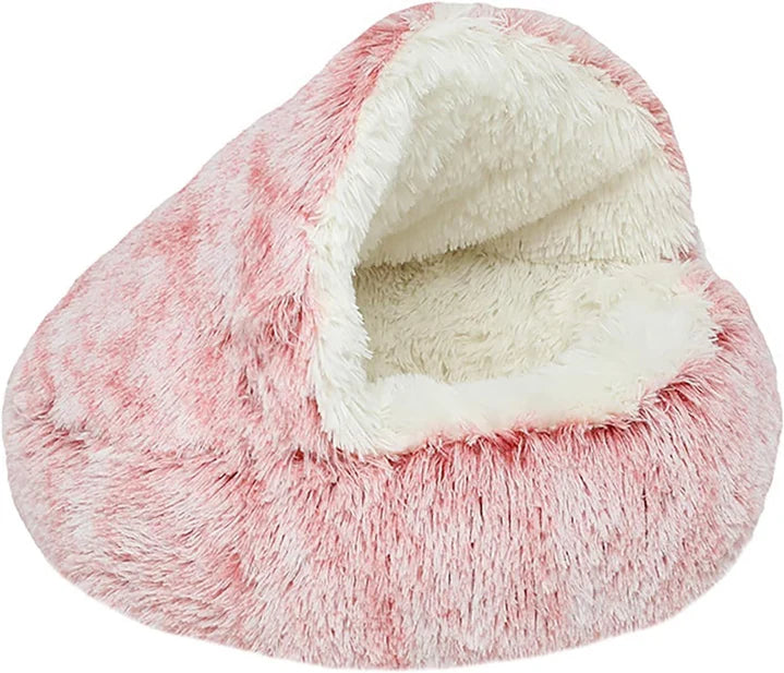 Cuccia Sacco a Pelo Semi Chiuso – Morbida per Cani e Gatti 65 cm (Grigio, Verde, Rosa)