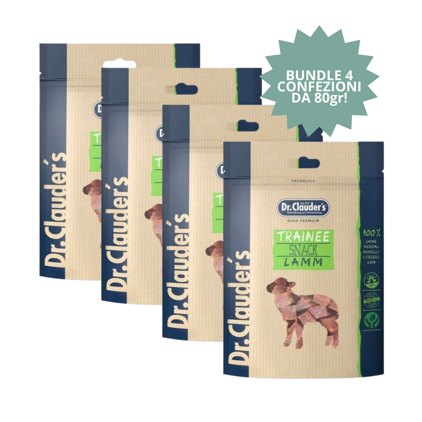 Bundle Snack Dr. Clauder’s Cubetti Agnello 80 g (4 confezioni) 🐑