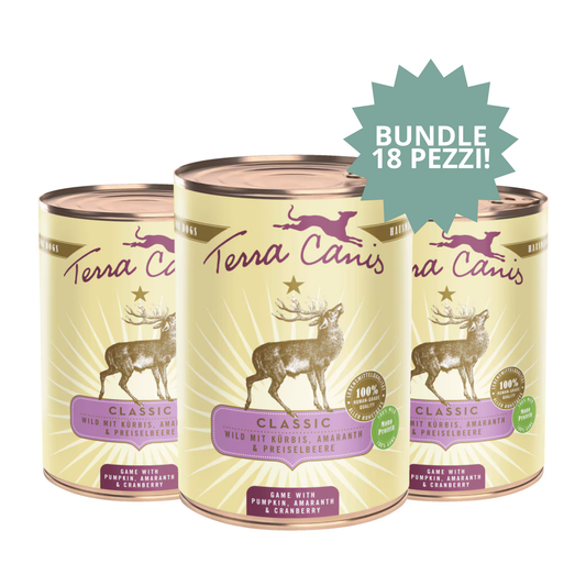 Bundle Terra Canis Classic – Selvaggina (3 confezioni × 6pz × 400 g) 🍖