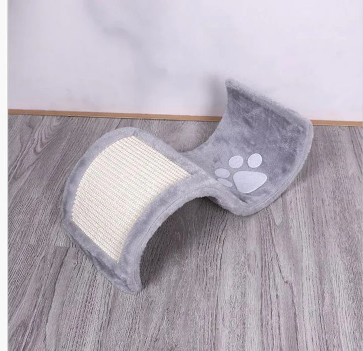 Tiragraffi a Onda per Gatti – Peluche e Sisal da Graffiare (Grigio/Naturale)