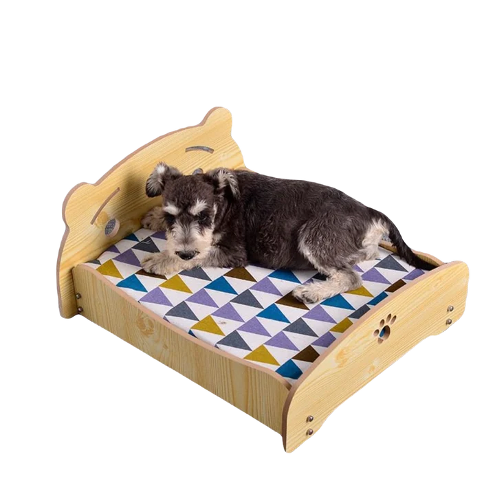 Letto Brandina in Legno per Cani e Gatti con Materasso – Design Elegante (47×42×23 cm)