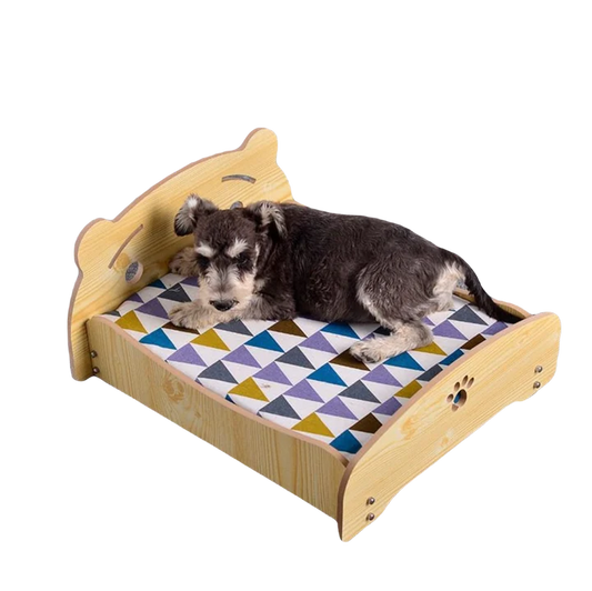 Letto Brandina in Legno per Cani e Gatti con Materasso – Design Elegante (47×42×23 cm)