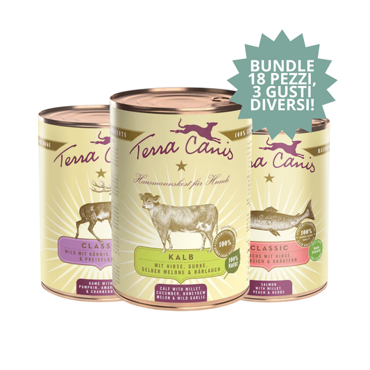 KIT MIX SAPORI ESPLOSIVI – Terra Canis Classic (18 x 400 g)