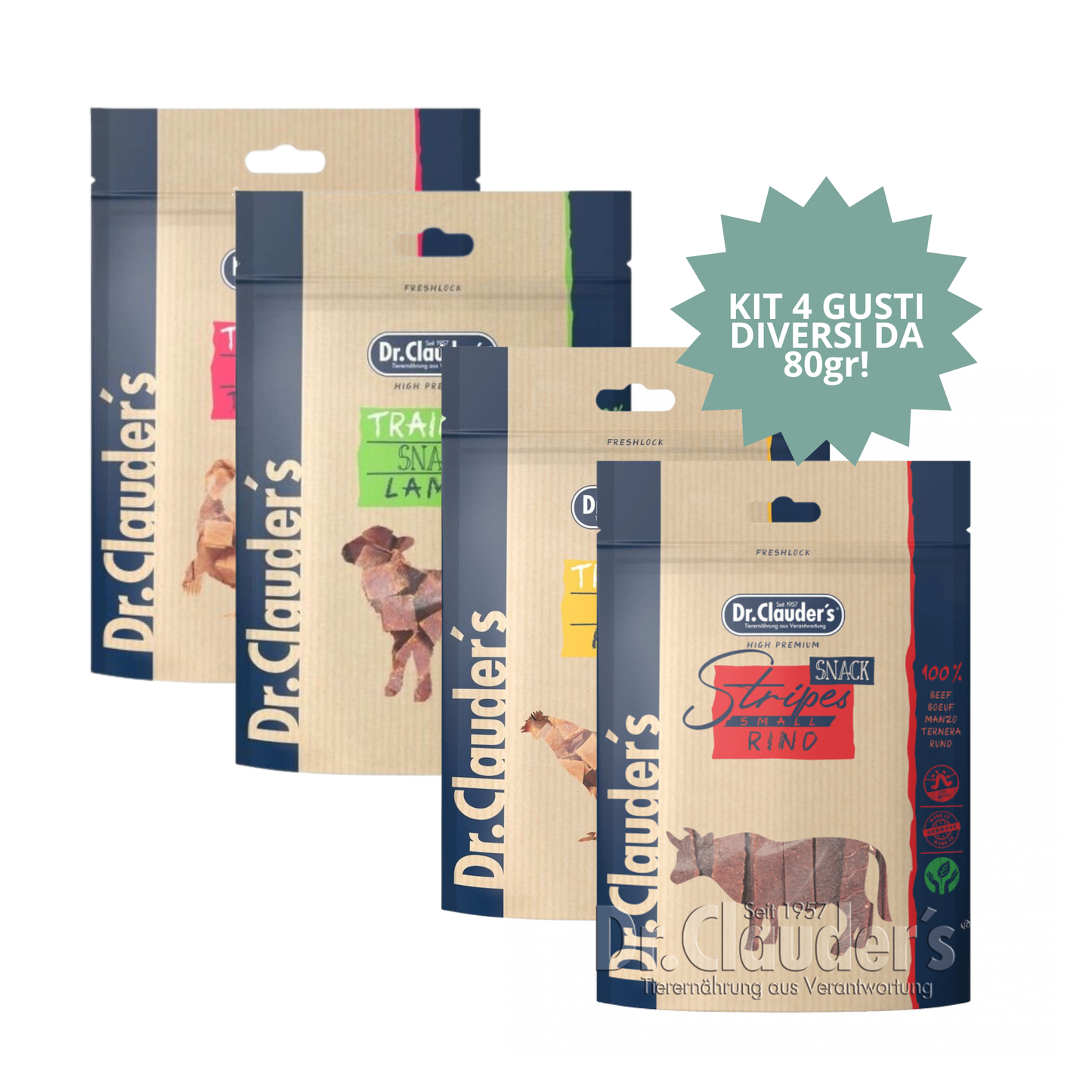 KIT BUON APPETITO – Dr. Clauder’s Snack Cubetto (4 confezioni x 80 g) 🍗
