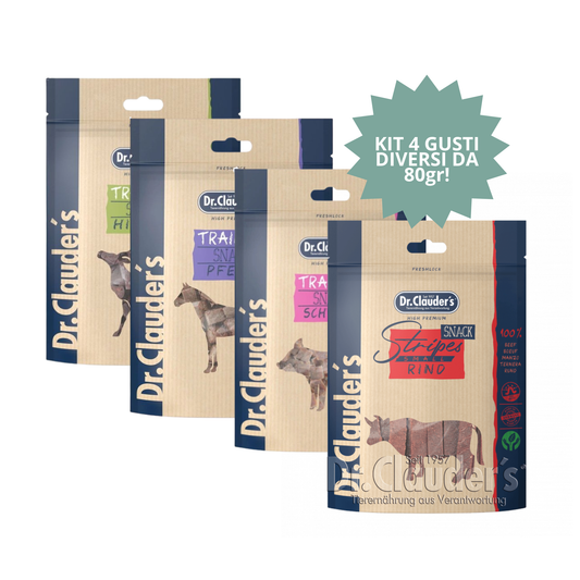 KIT CARNI DECISE – Dr. Clauder’s Snack Cubetto (4 confezioni x 80 g) 🐄