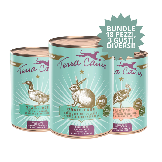 KIT DELICATE SELECTION – Terra Canis Grain Free (18 pezzi x 400 g)