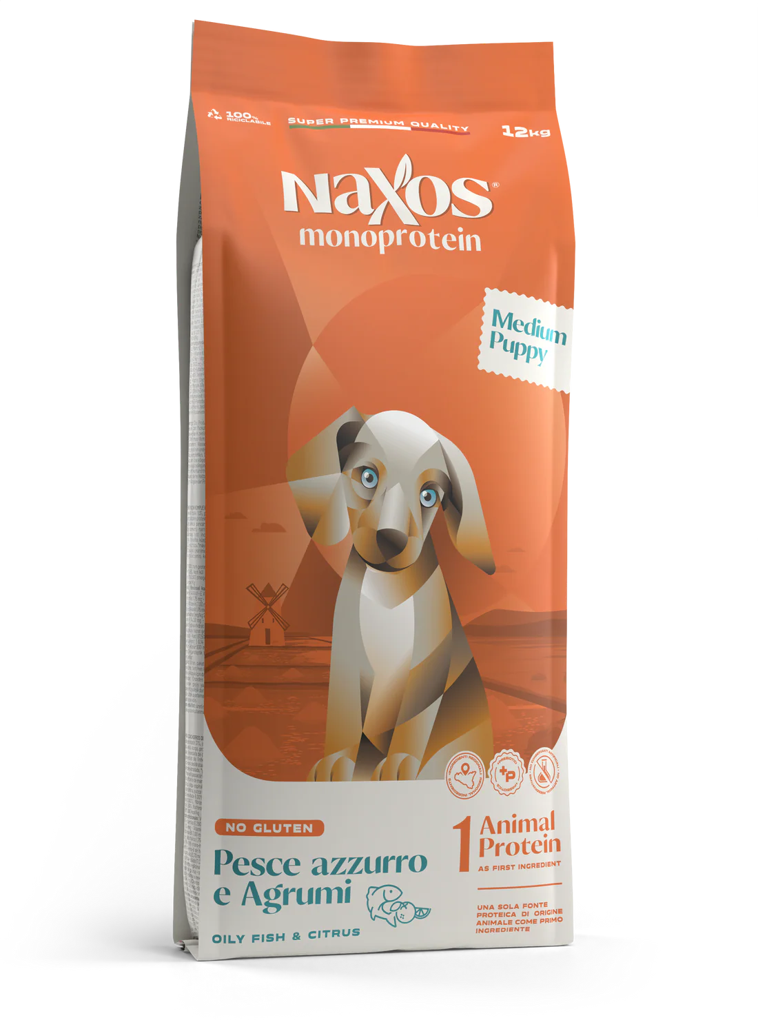 Naxos - Pesce e agrumi 12kg - Puppy Medium Maxi Monoprotein