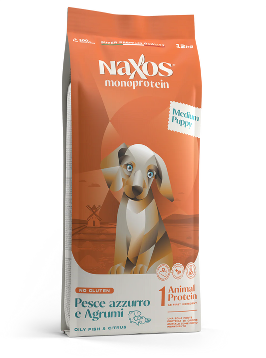 Naxos - Pesce e agrumi 12kg - Puppy Medium Maxi Monoprotein