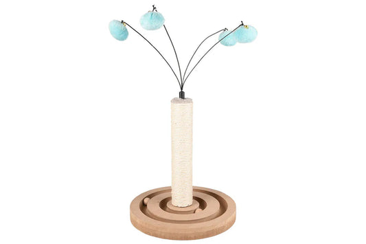 Tiragraffi Flamingo 2 in 1 per Gatti con Giochi Interattivi – Piume + Palline Labirinto