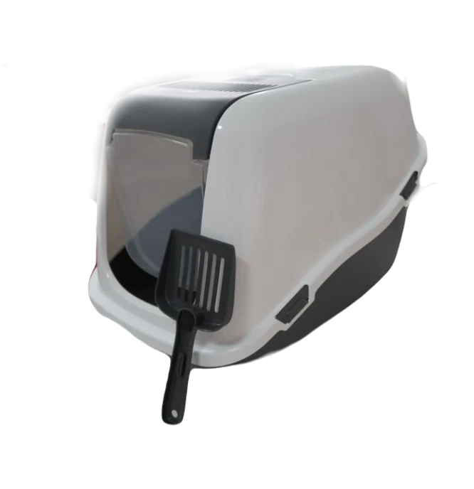 Ella Toilette Chiusa per Gatto con Paletta e Porta in Plexiglass – Grigio