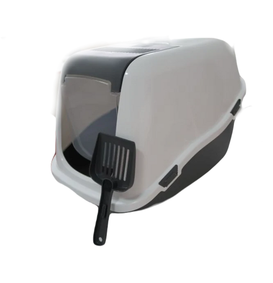Ella Toilette Chiusa per Gatto con Paletta e Porta in Plexiglass – Grigio