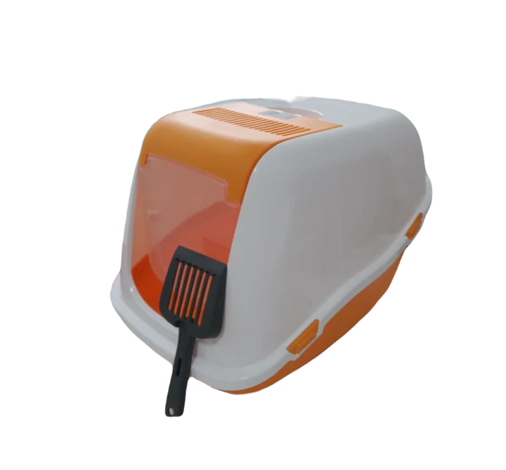 Ella Toilette Chiusa per Gatto con Paletta e Porta in Plexiglass – Grigio